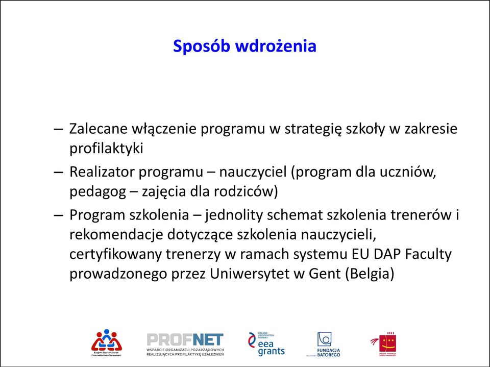 szkolenia jednolity schemat szkolenia trenerów i rekomendacje dotyczące szkolenia