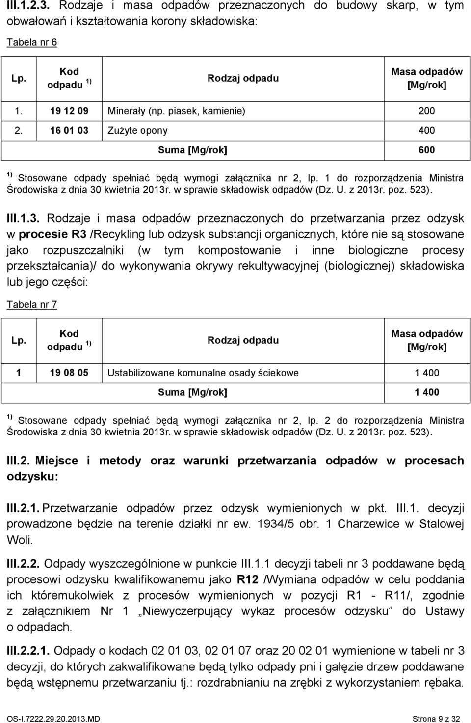 1 do rozporządzenia Ministra Środowiska z dnia 30