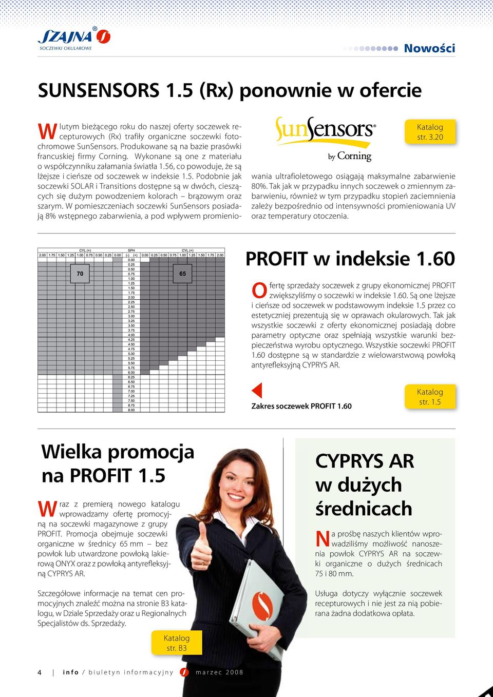 , co powoduje, że są lżejsze i cieńsze od soczewek w indeksie 1.5. Podobnie jak soczewki SOLAR i Transitions dostępne są w dwóch, cieszących się dużym powodzeniem kolorach brązowym oraz szarym.