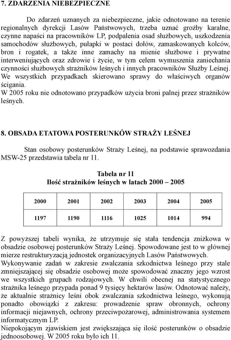 zdrowie i życie, w tym celem wymuszenia zaniechania czynności służbowych strażników leśnych i innych pracowników Służby Leśnej.