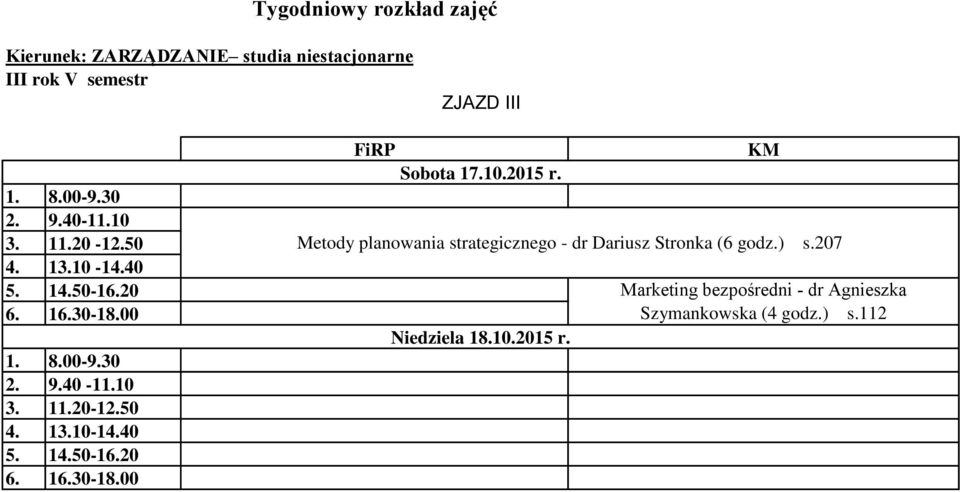 Stronka (6 godz.) s.207 Niedziela 18.10.2015 r.