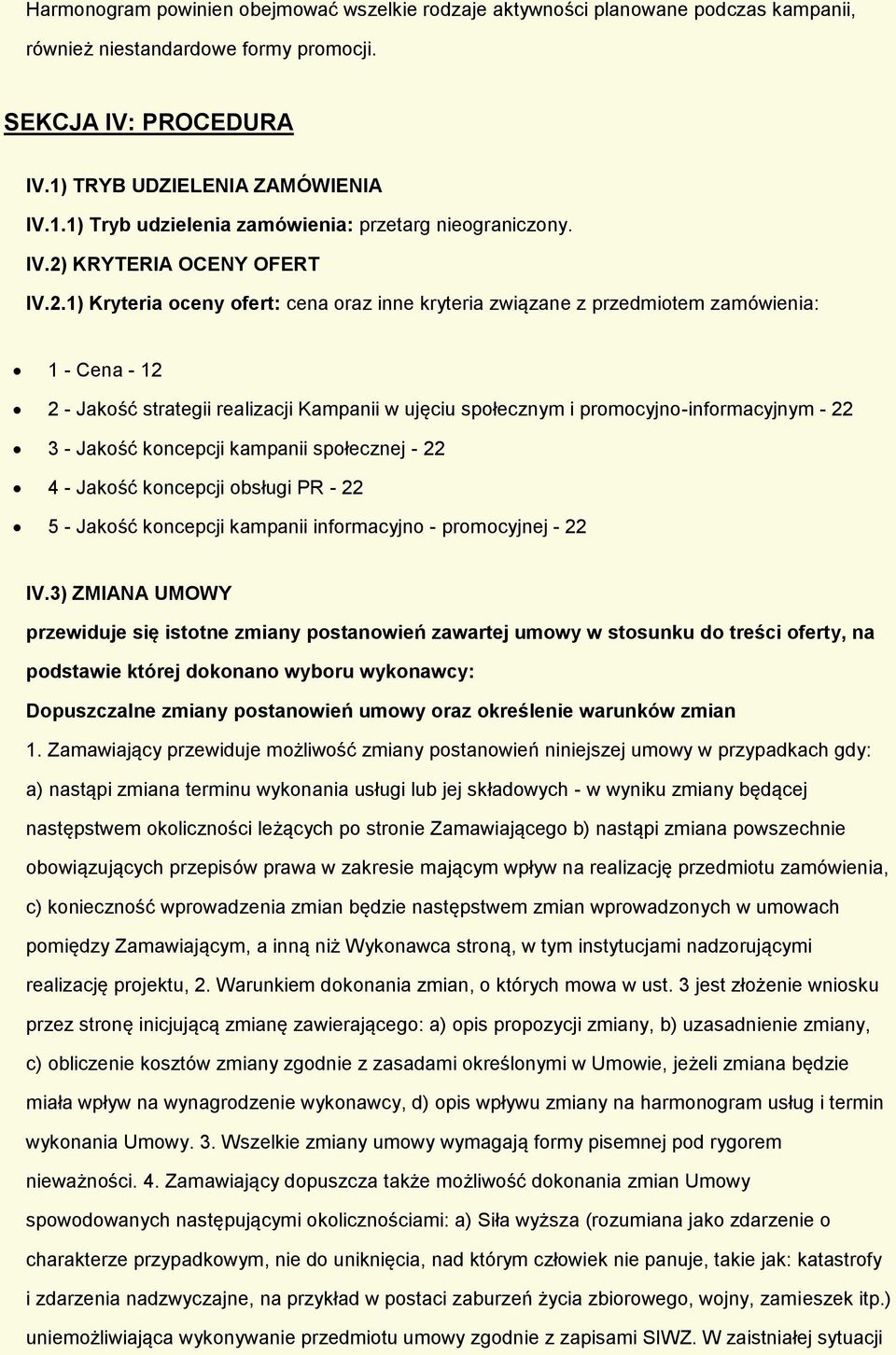 KRYTERIA OCENY OFERT IV.2.
