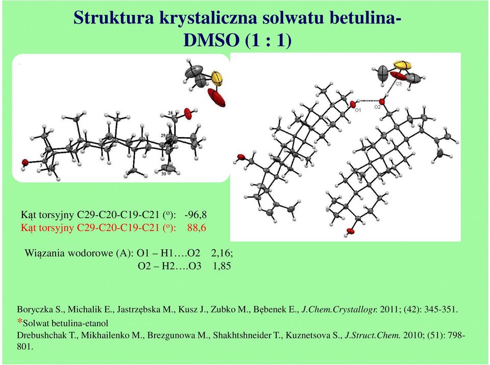 , Jastrzębska M., Kusz J., Zubko M., Bębenek E., J.hem.rystallogr. 2011; (42): 345-351.