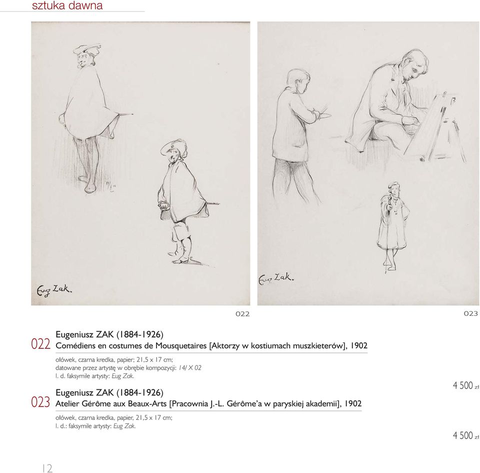 l. d. faksymile artysty: Eug Zak. Eugeniusz ZAK (1884-1926) Atelier Gérôme aux Beaux-Arts [Pracownia J.-L.