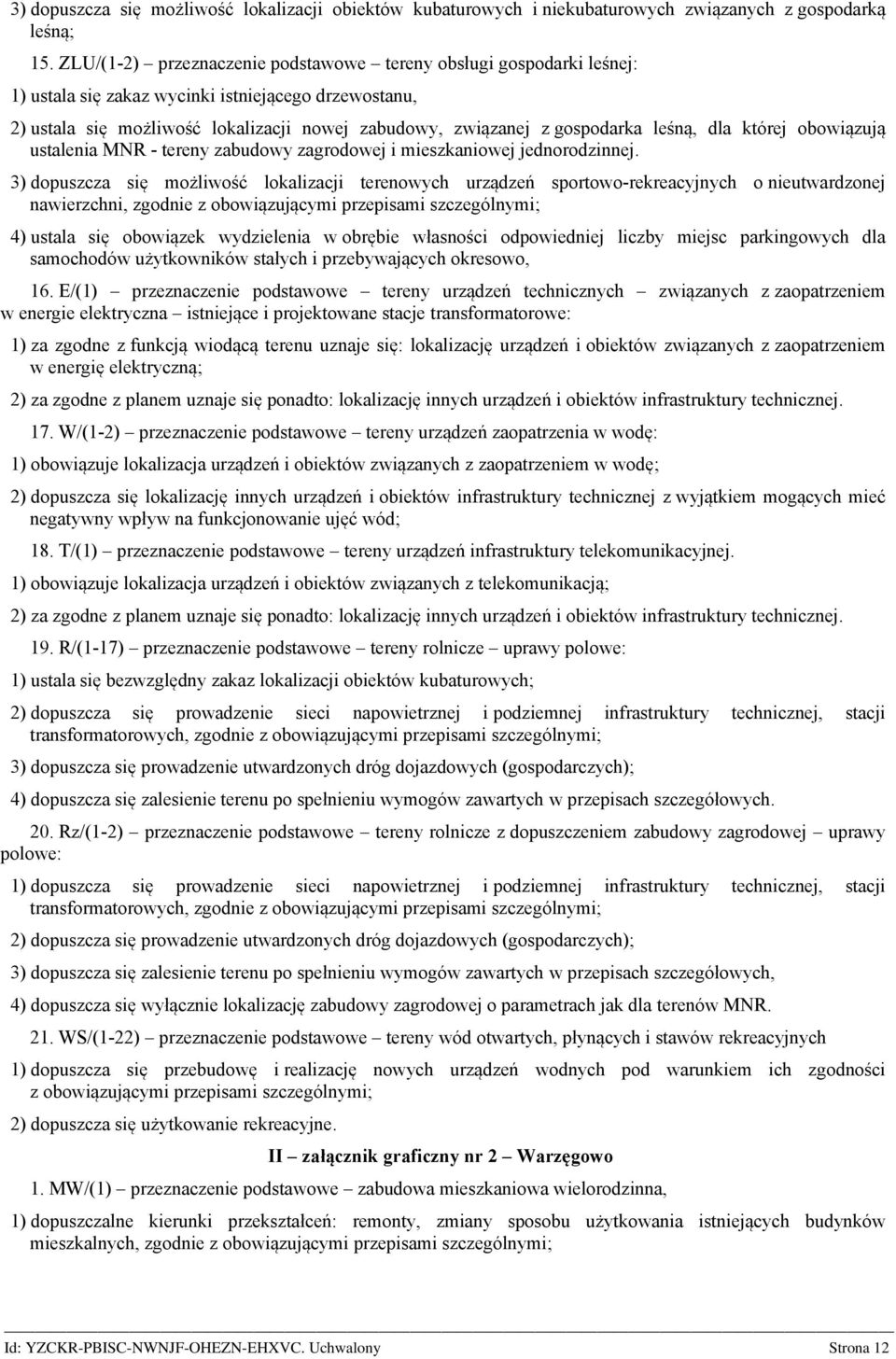 leśną, dla której obowiązują ustalenia MNR - tereny zabudowy zagrodowej i mieszkaniowej jednorodzinnej.