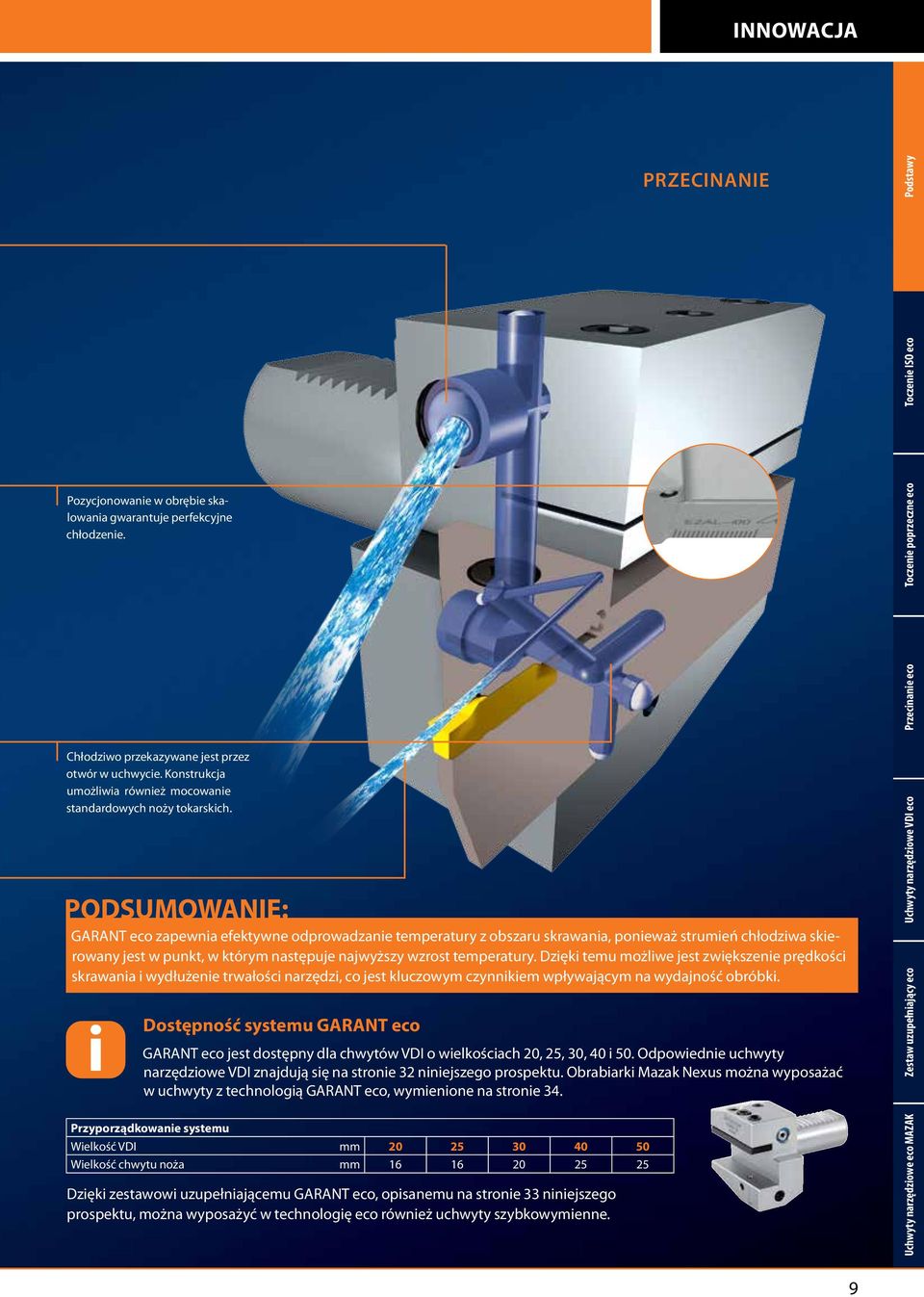 PODSUMOWANIE: GARANT eco zapewnia efektywne odprowadzanie temperatury z obszaru skrawania, ponieważ strumień chłodziwa skierowany jest w punkt, w którym następuje najwyższy wzrost temperatury.