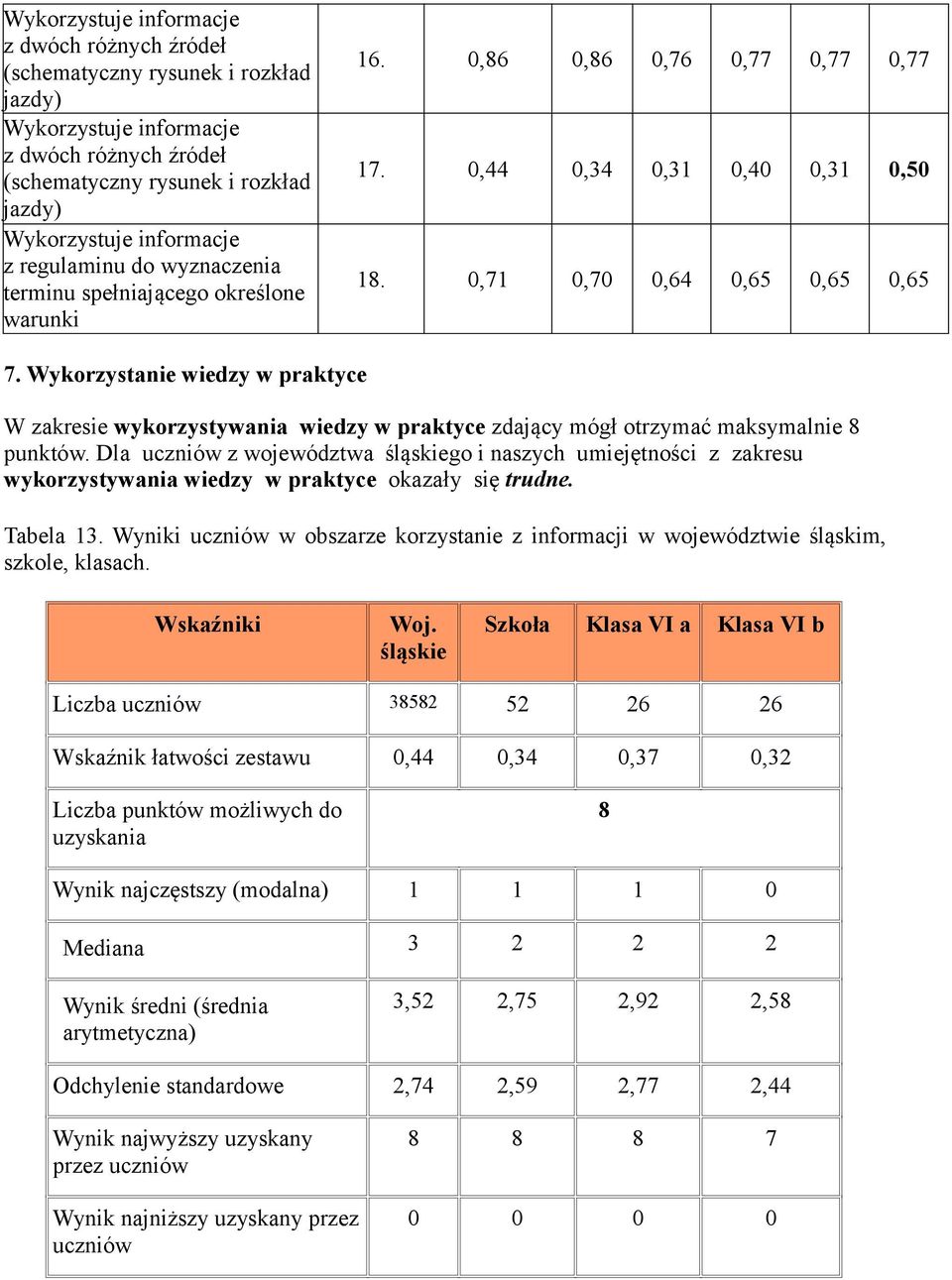 Wykorzystanie wiedzy w praktyce W zakresie wykorzystywania wiedzy w praktyce zdający mógł otrzymać maksymalnie 8 punktów.