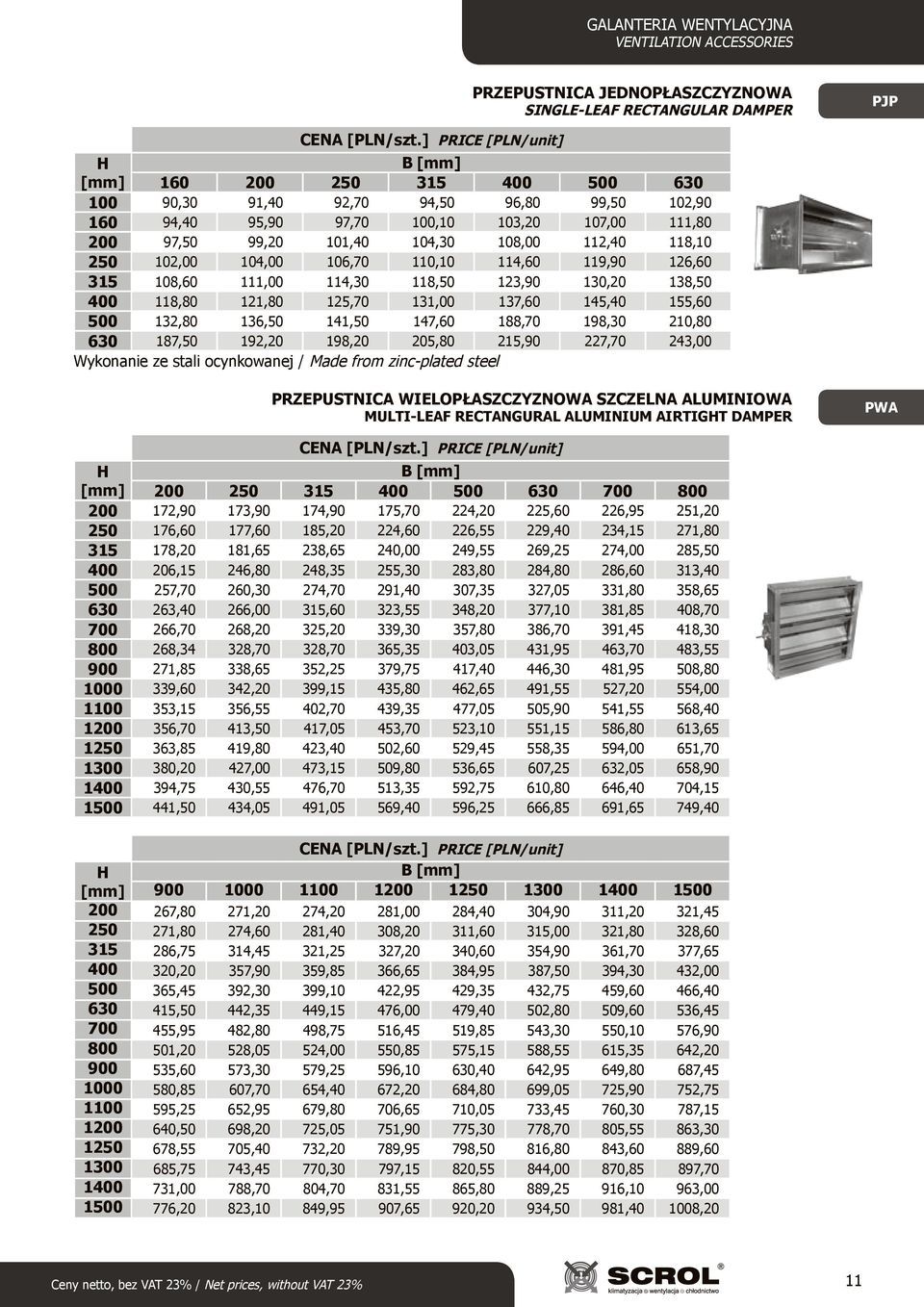 138,50 400 118,80 121,80 125,70 131,00 137,60 145,40 155,60 500 132,80 136,50 141,50 147,60 188,70 198,30 210,80 630 187,50 192,20 198,20 205,80 215,90 227,70 243,00 Wykonanie ze stali ocynkowanej /