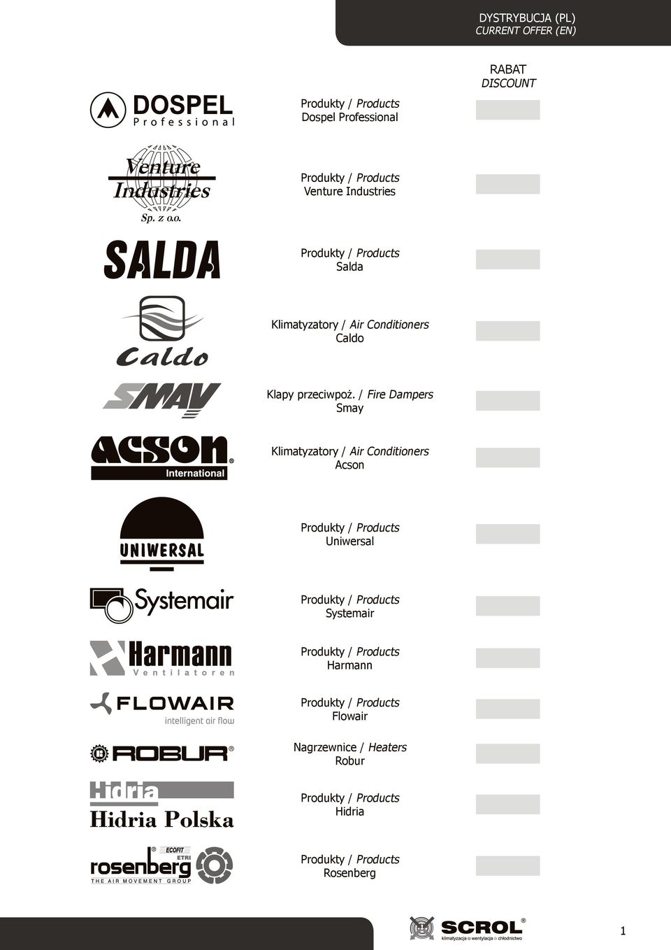 / Fire Dampers Smay Klimatyzatory / Air Conditioners Acson Produkty / Products Uniwersal Produkty / Products Systemair