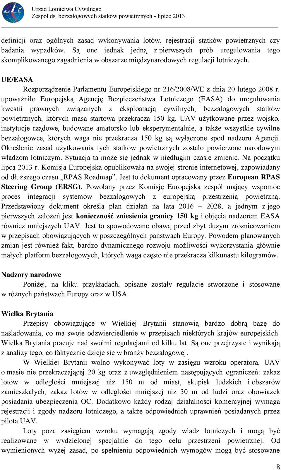 UE/EASA Rozporządzenie Parlamentu Europejskiego nr 216/2008/WE z dnia 20 lutego 2008 r.