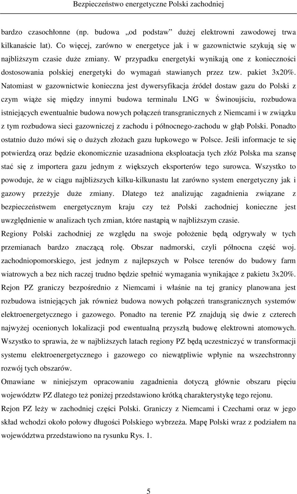 Natomiast w gazownictwie konieczna jest dywersyfikacja źródeł dostaw gazu do Polski z czym wiąŝe się między innymi budowa terminalu LNG w Świnoujściu, rozbudowa istniejących ewentualnie budowa nowych