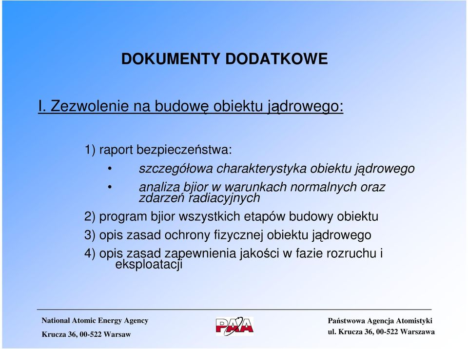 charakterystyka obiektu jądrowego analiza bjior w warunkach normalnych oraz zdarzeń