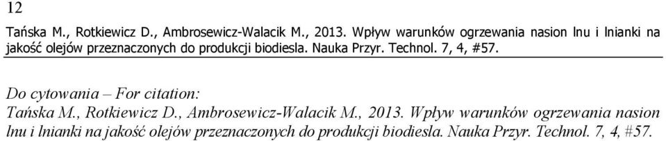 cytowania For citation: Tańska M., Rotkiewicz D.