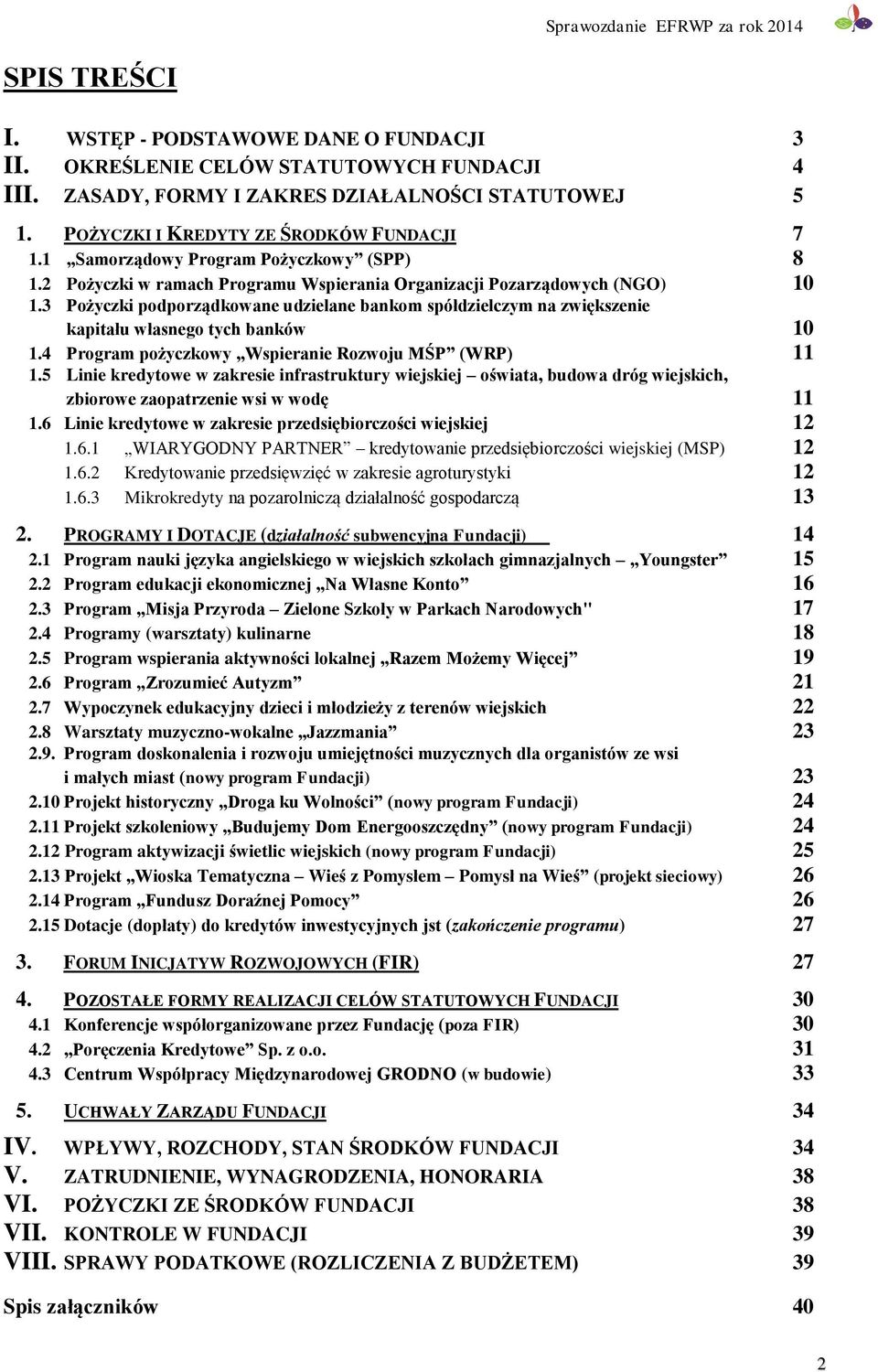 3 Pożyczki podporządkowane udzielane bankom spółdzielczym na zwiększenie kapitału własnego tych banków 10 1.4 Program pożyczkowy Wspieranie Rozwoju MŚP (WRP) 11 1.