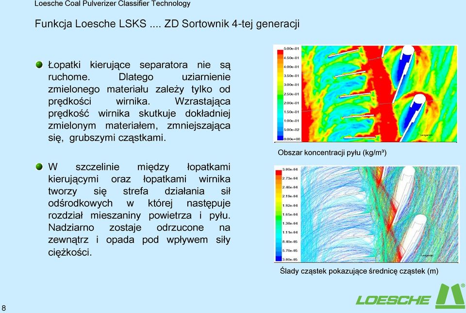 Wzrastająca prędkość wirnika skutkuje dokładniej zmielonym materiałem, zmniejszająca się, grubszymi cząstkami.