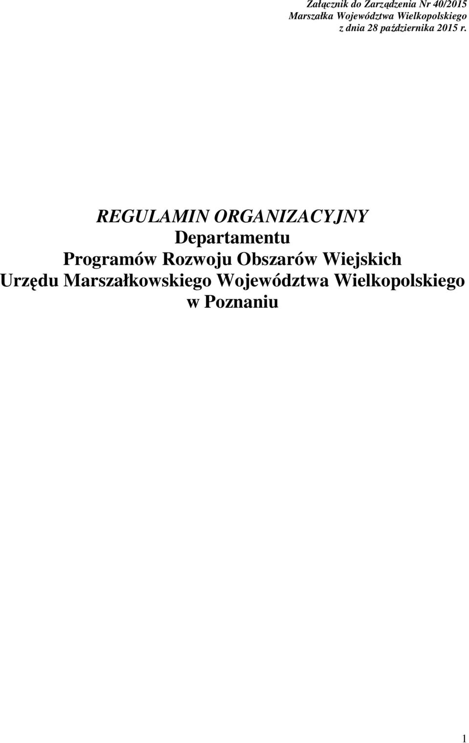 REGULAMIN ORGANIZACYJNY Departamentu Programów Rozwoju