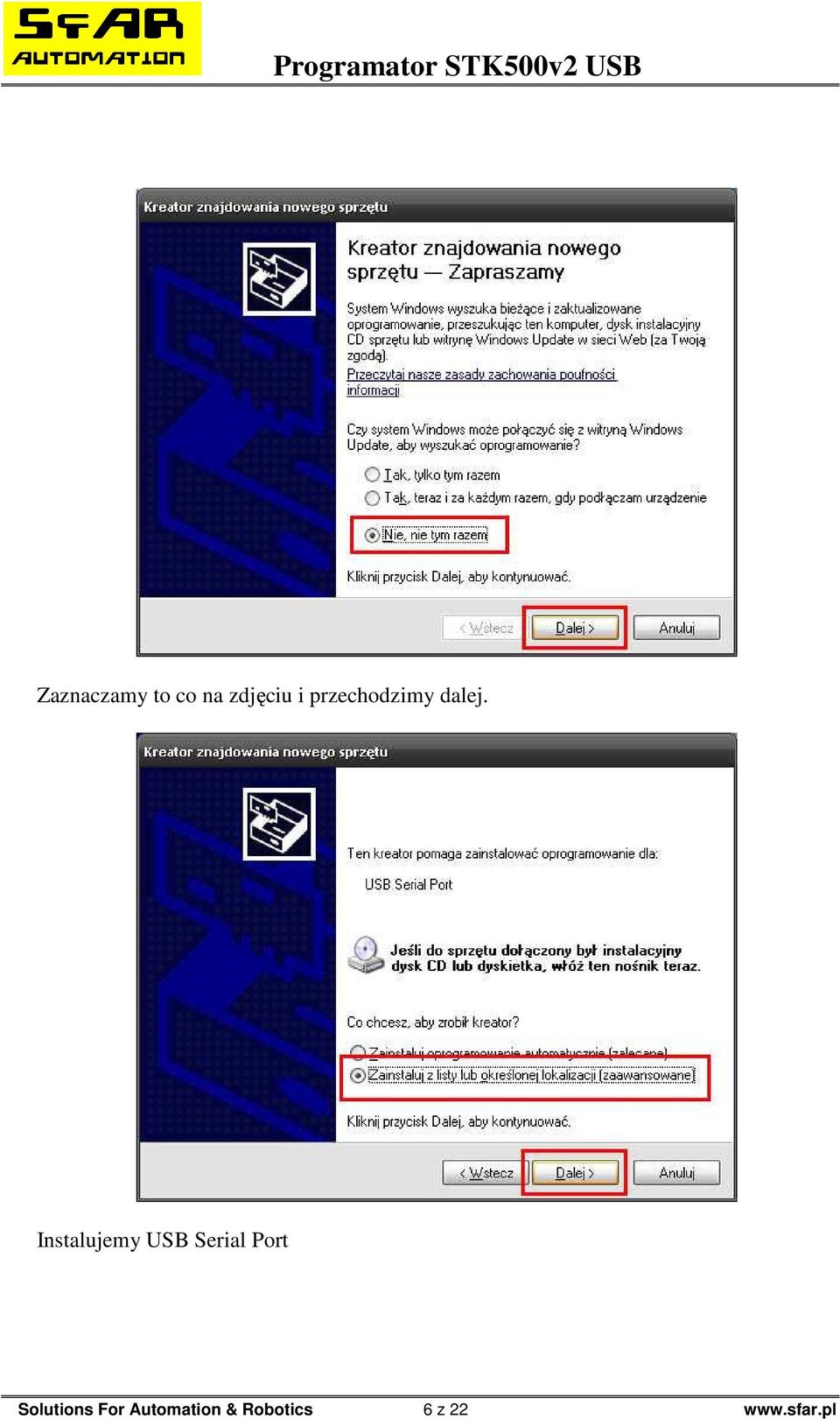 Instalujemy USB Serial Port