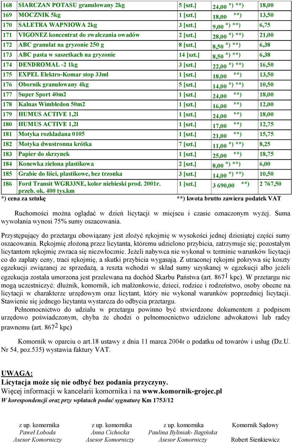 ] 8,50 *) **) 6,38 174 DENDROMAL -2 1kg 3 [szt.] 22,00 *) **) 16,50 175 EXPEL Elektro-Komar stop 33ml 1 [szt.] 18,00 **) 13,50 176 Obornik granulowany 4kg 5 [szt.