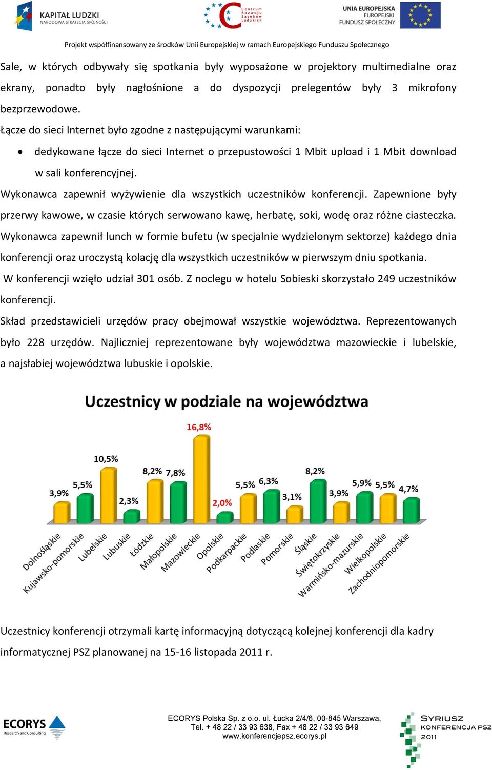 Wykonawca zapewnił wyżywienie dla wszystkich uczestników konferencji. Zapewnione były przerwy kawowe, w czasie których serwowano kawę, herbatę, soki, wodę oraz różne ciasteczka.