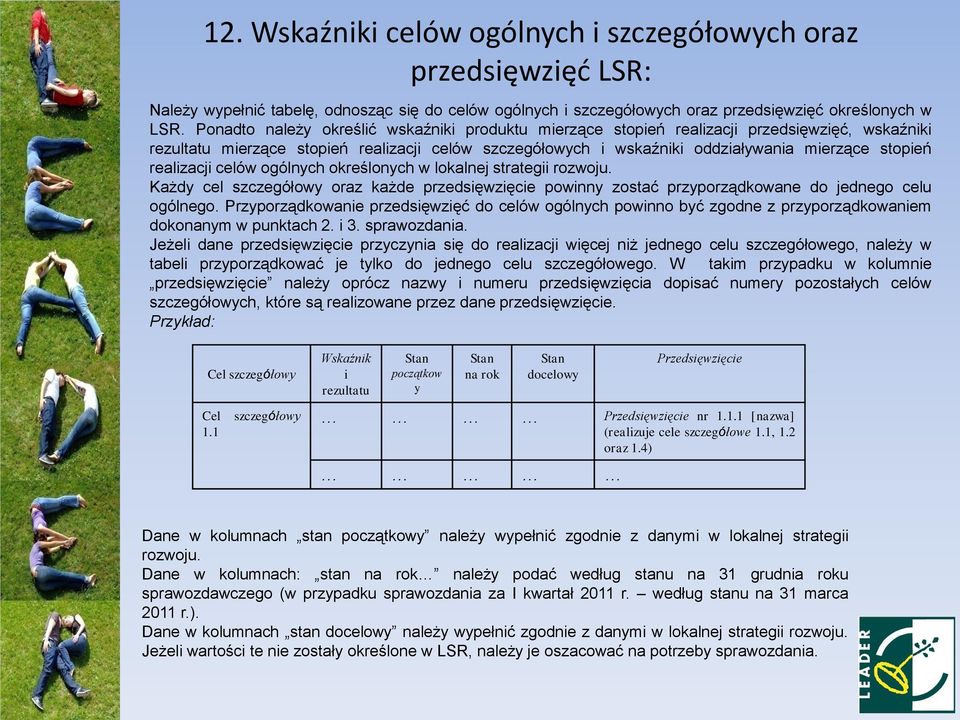 realizacji celów ogólnych określonych w lokalnej strategii rozwoju. Każdy cel szczegółowy oraz każde przedsięwzięcie powinny zostać przyporządkowane do jednego celu ogólnego.