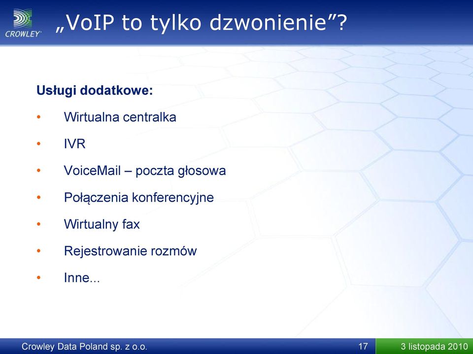 IVR VoiceMail poczta głosowa Połączenia