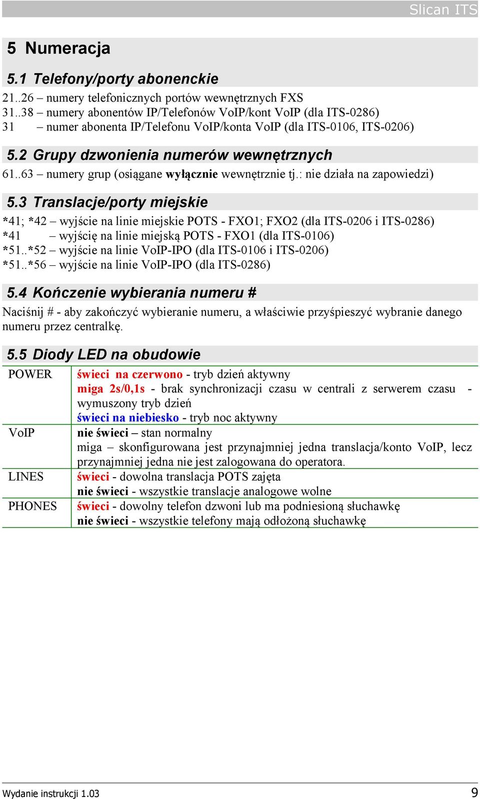 .63 numery grup (osiągane wyłącznie wewnętrznie tj.: nie działa na zapowiedzi) 5.