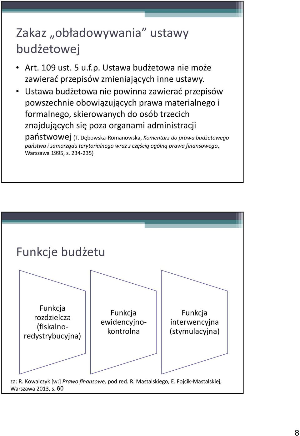 administracji państwowej (T. Dębowska-Romanowska, Komentarz do prawa budżetowego państwa i samorządu terytorialnego wraz z częścią ogólną prawa finansowego, Warszawa 1995, s.