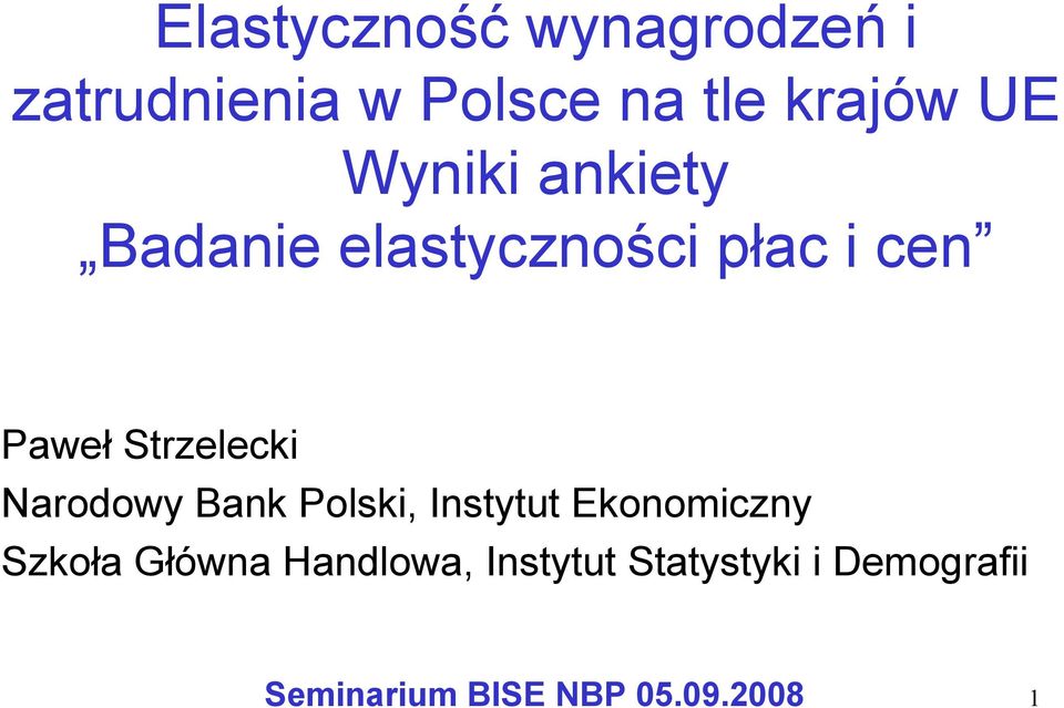 Narodowy Bank Polski, Instytut Ekonomiczny Szkoła Główna