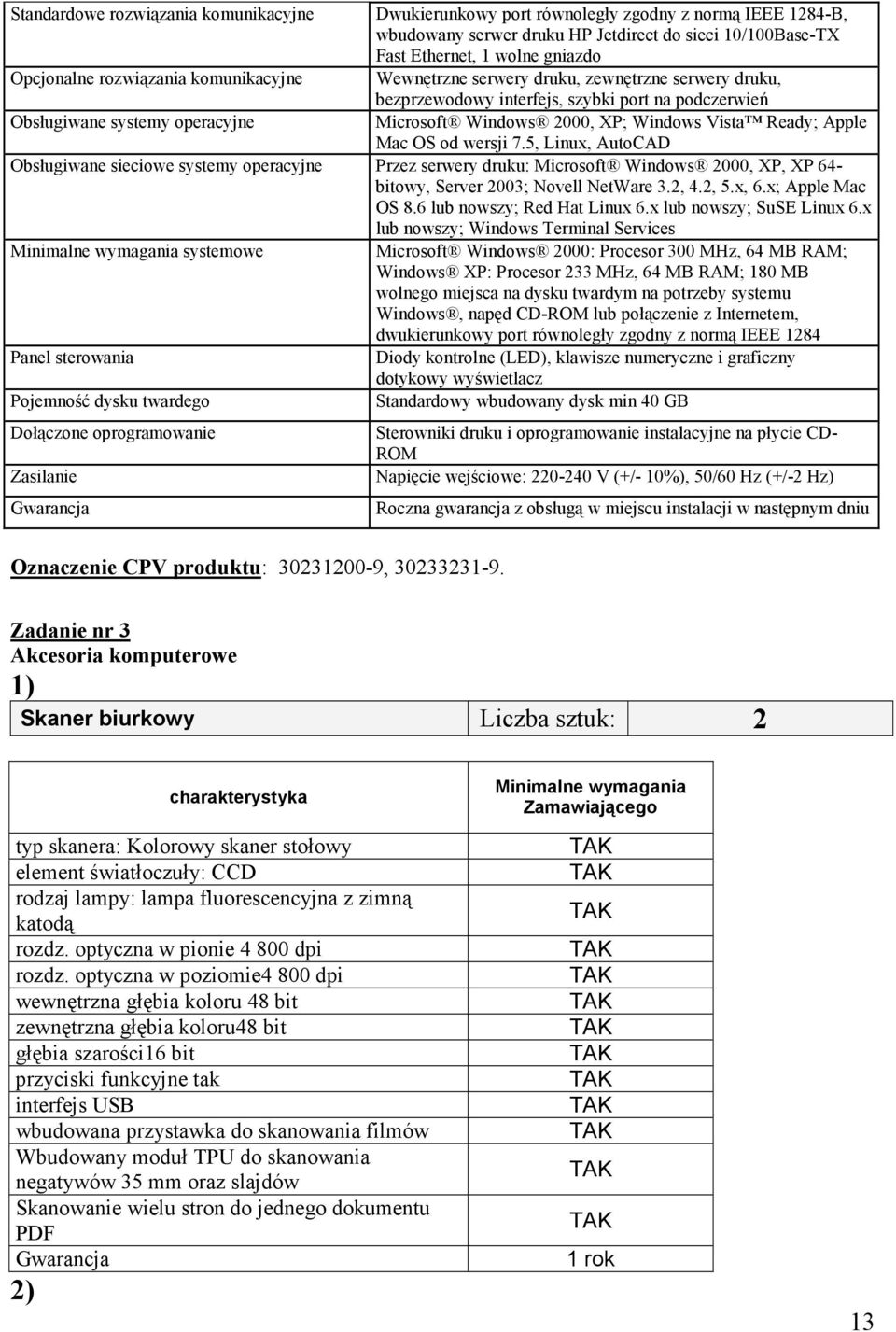 Vista Ready; Apple Mac OS od wersji 7.5, Linux, AutoCAD Obsługiwane sieciowe systemy operacyjne Przez serwery druku: Microsoft Windows 2000, XP, XP 64- bitowy, Server 2003; Novell NetWare 3.2, 4.2, 5.