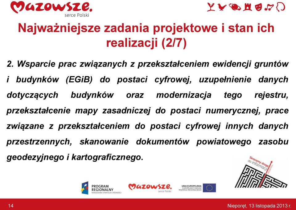 danych dotyczących budynków oraz modernizacja tego rejestru, przekształcenie mapy zasadniczej do postaci