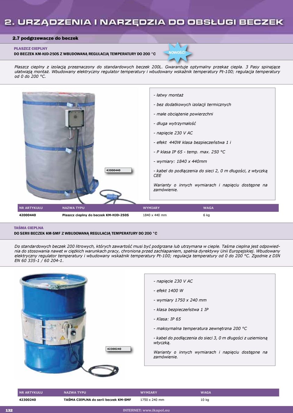 - łatwy montaż - bez dodatkowych izolacji termicznych - małe obciążenie powierzchni - długa wytrzymałość - napięcie 230 V AC - efekt 440W klasa bezpieczeństwa 1 i - P klasa IP 65 - temp. max.