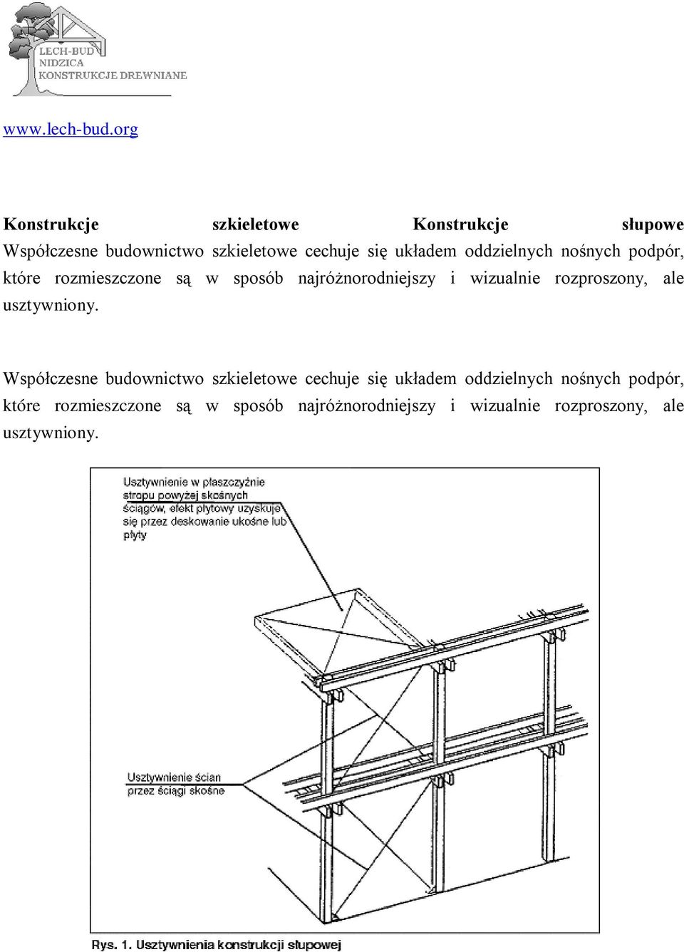 oddzielnych nośnych podpór, które rozmieszczone są w sposób najróżnorodniejszy i wizualnie rozproszony,