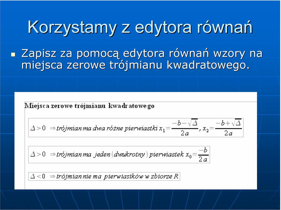 równar wnań wzory na miejsca