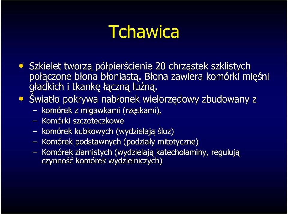 Światło pokrywa nabłonek wielorzędowy zbudowany z komórek z migawkami (rzęskami), Komórki szczoteczkowe