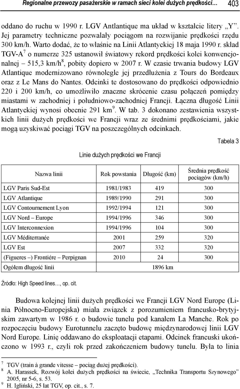 skład TGV-A 7 o numerze 325 ustanowił światowy rekord prędkości kolei konwencjonalnej 515,3 km/h 8, pobity dopiero w 2007 r.