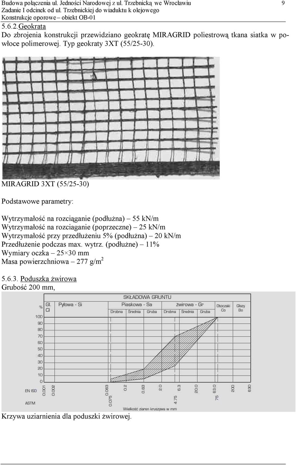 MIRAGRID 3XT (55/25-30) Podstawowe parametry: Wytrzymałość na rozciąganie (podłużna) 55 kn/m Wytrzymałość na rozciaganie (poprzeczne) 25 kn/m Wytrzymałość przy przedłużeniu