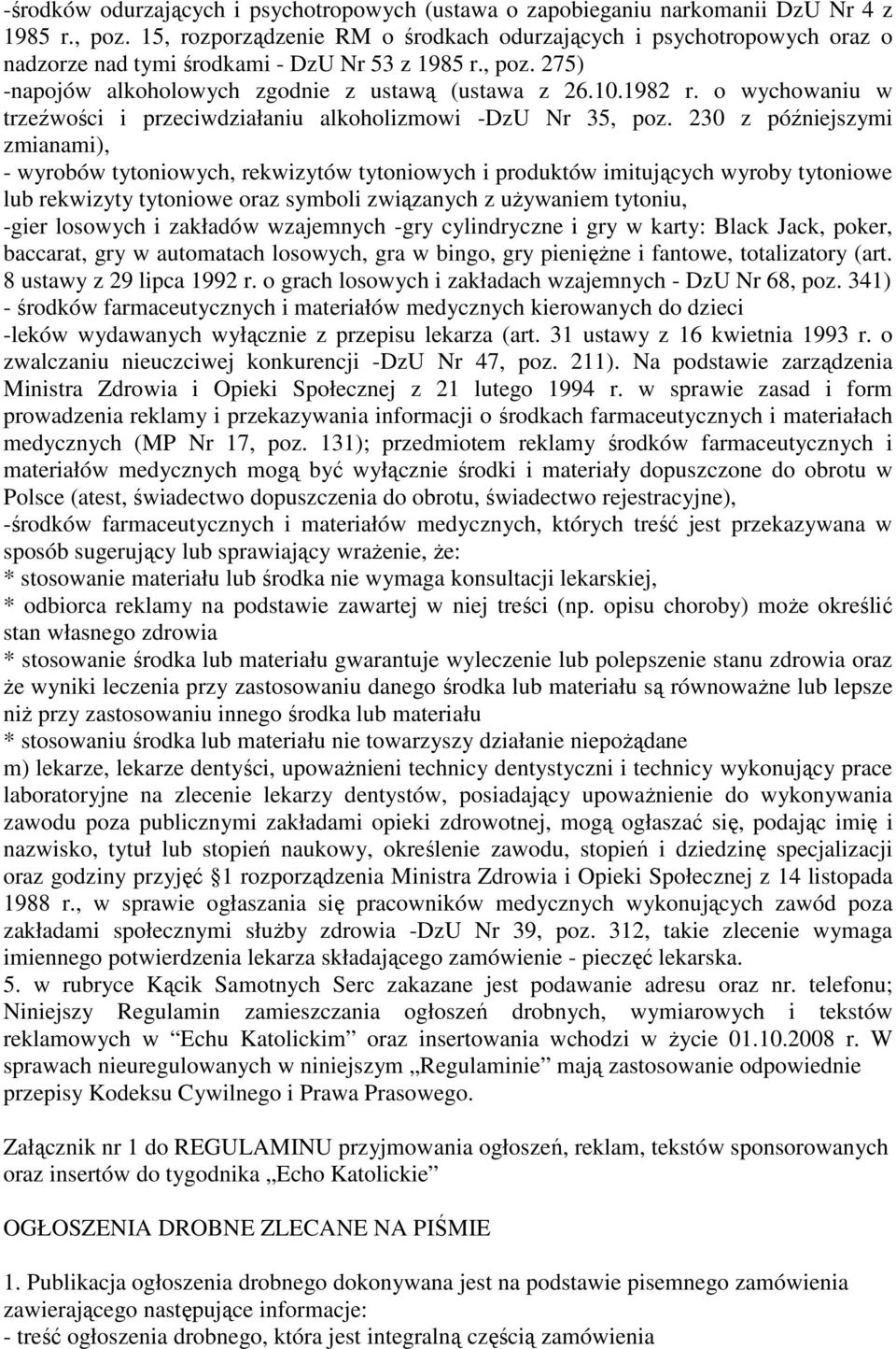 o wychowaniu w trzeźwości i przeciwdziałaniu alkoholizmowi -DzU Nr 35, poz.