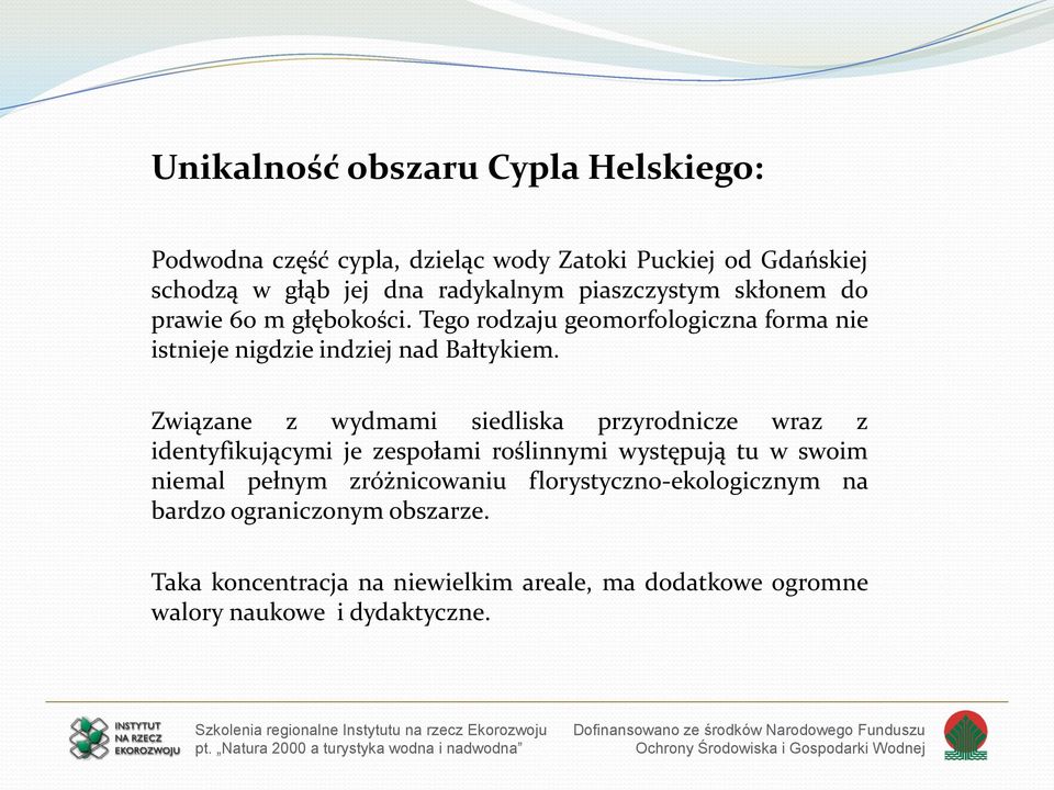 Związane z wydmami siedliska przyrodnicze wraz z identyfikującymi je zespołami roślinnymi występują tu w swoim niemal pełnym