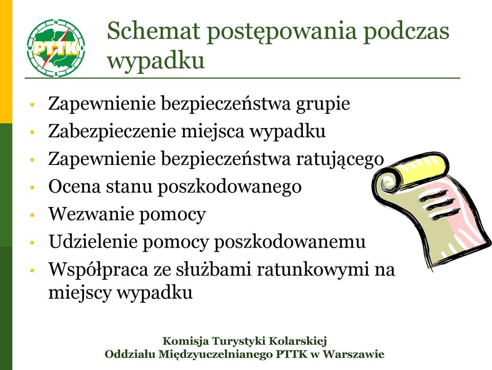 ratującego Ocena stanu poszkodowanego Wezwanie pomocy Udzielenie