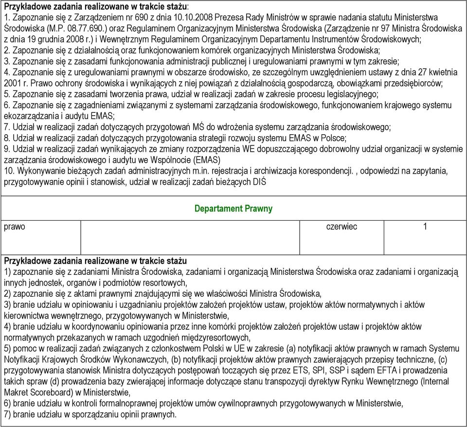 Zapoznanie się z zasadami funkcjonowania administracji publicznej i uregulowaniami prawnymi w tym zakresie; 4.