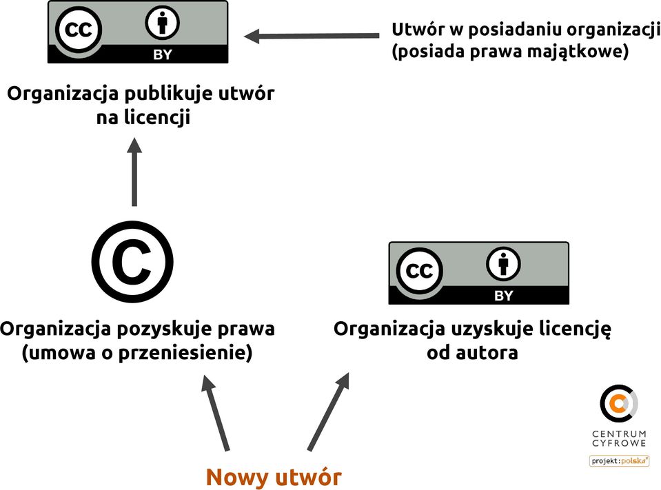 utwór na licencji Organizacja pozyskuje prawa