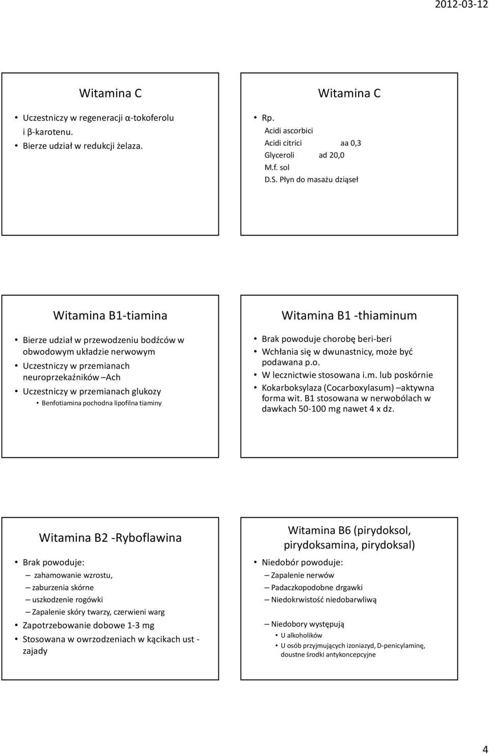 Benfotiamina pochodna lipofilna tiaminy Witamina B1 -thiaminum Brak powoduje chorobę beri-beri Wchłania się w dwunastnicy, może być podawana p.o. W lecznictwie stosowana i.m. lub poskórnie Kokarboksylaza (Cocarboxylasum) aktywna forma wit.