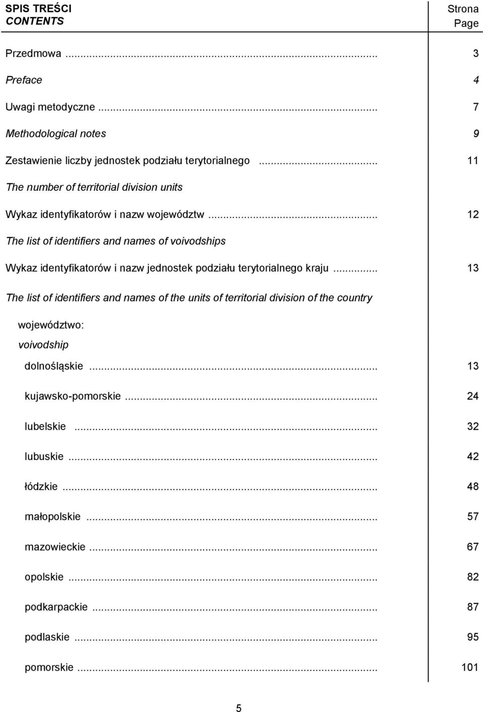 .. 12 The list of identifiers and names of voivodships Wykaz identyfikatorów i nazw jednostek podziału terytorialnego kraju.