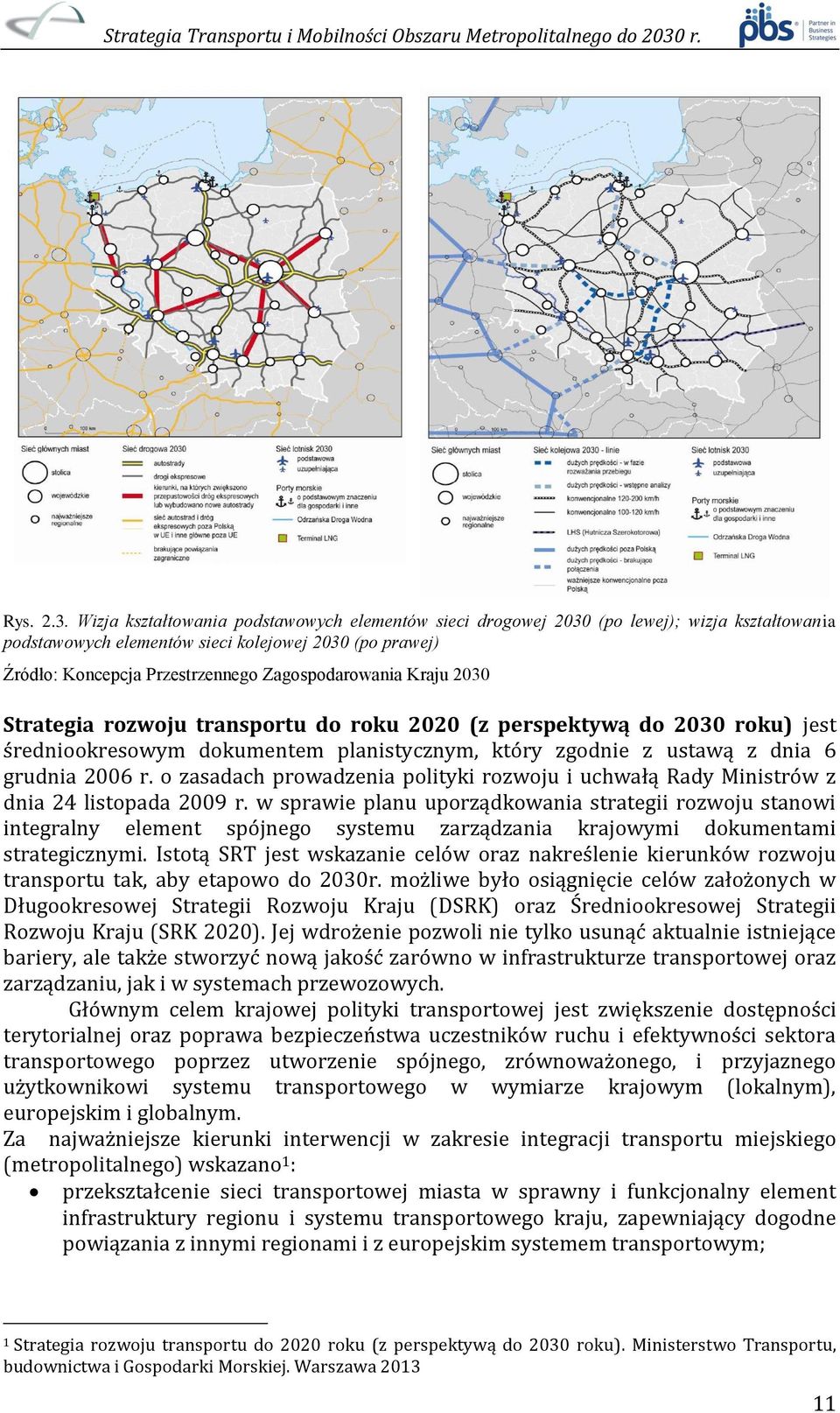 Zagospodarowania Kraju 2030 Strategia rozwoju transportu do roku 2020 (z perspektywą do 2030 roku) jest średniookresowym dokumentem planistycznym, który zgodnie z ustawą z dnia 6 grudnia 2006 r.