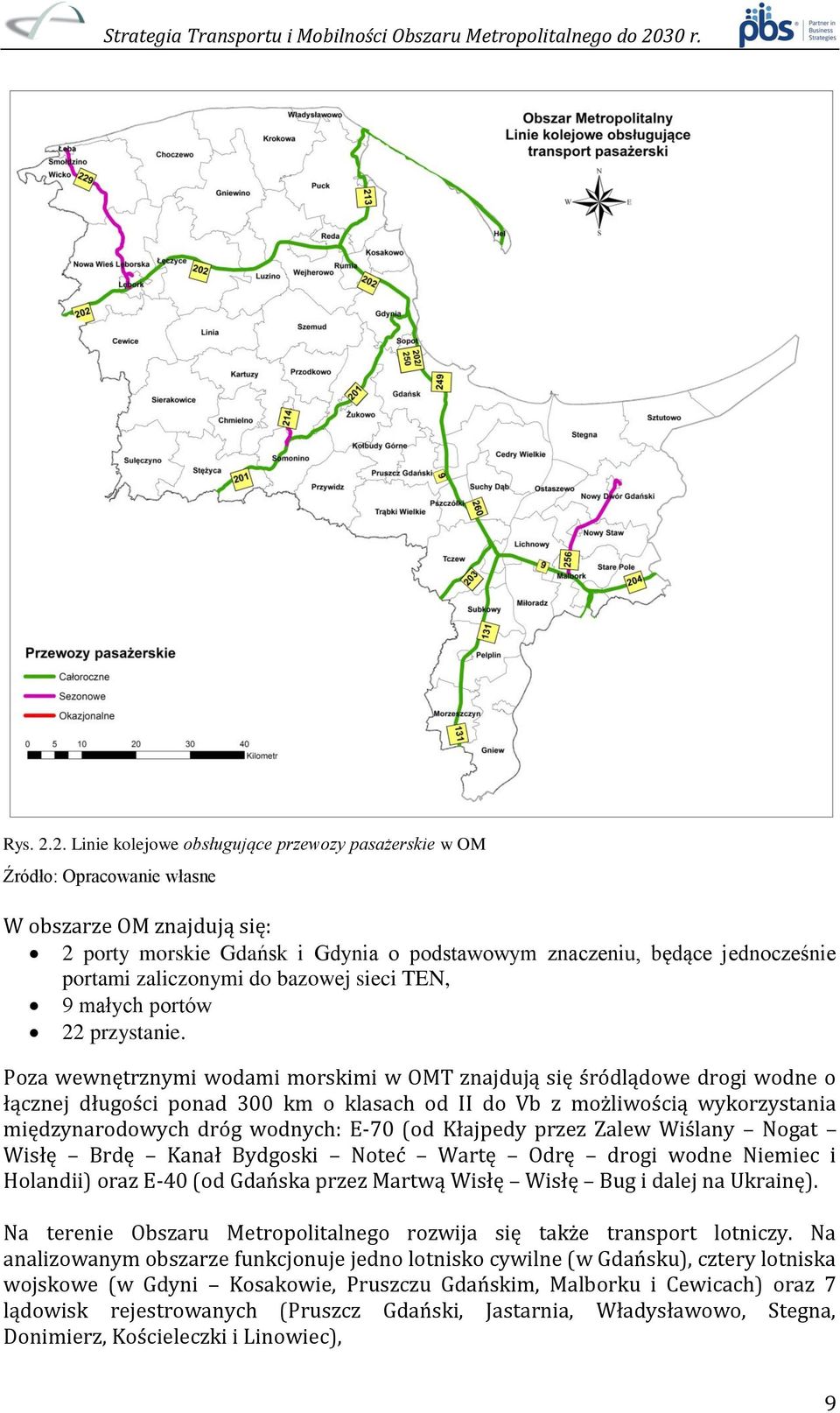 zaliczonymi do bazowej sieci TEN, 9 małych portów 22 przystanie.