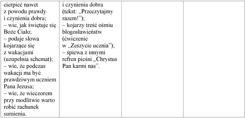 że wieczorem przy modlitwie warto robić rachunek sumienia. i czynienia dobra (tekst: Przeczytajmy razem!
