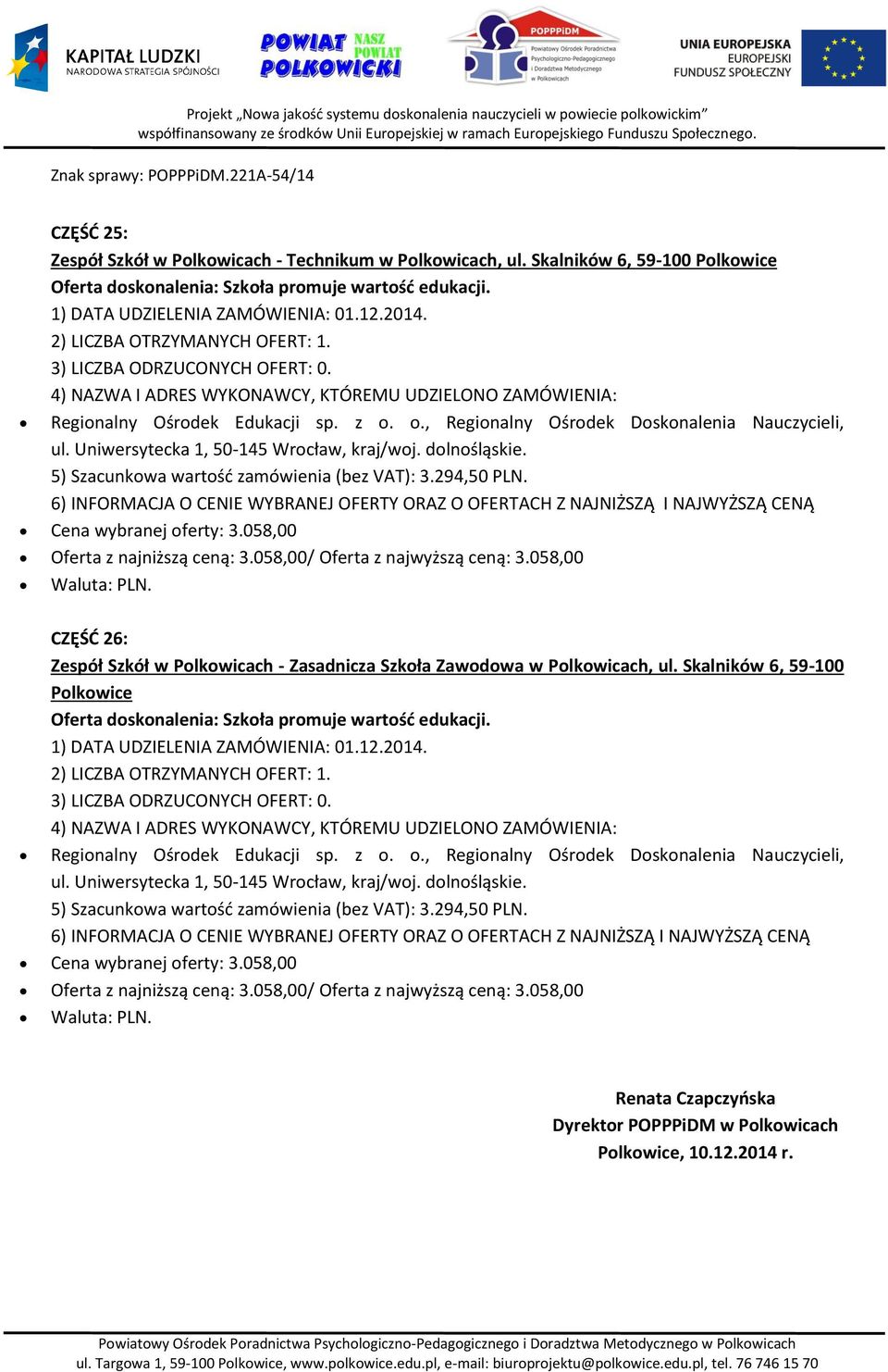 CZĘŚĆ 26: Zespół Szkół w Polkowicach - Zasadnicza Szkoła Zawodowa w Polkowicach, ul.