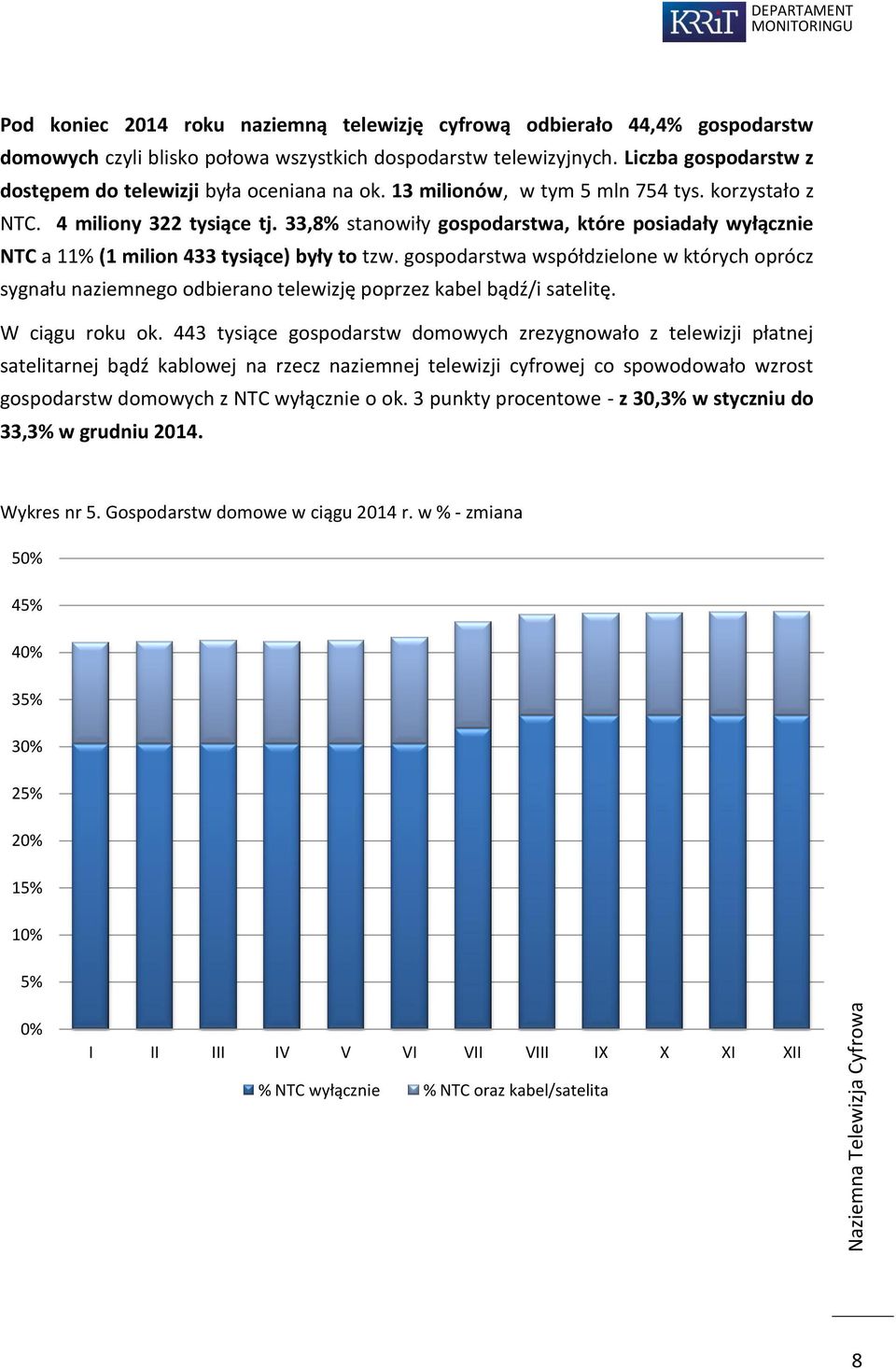 33,8% stanowiły gospodarstwa, które posiadały wyłącznie NTC a % ( milion 433 tysiące) były to tzw.