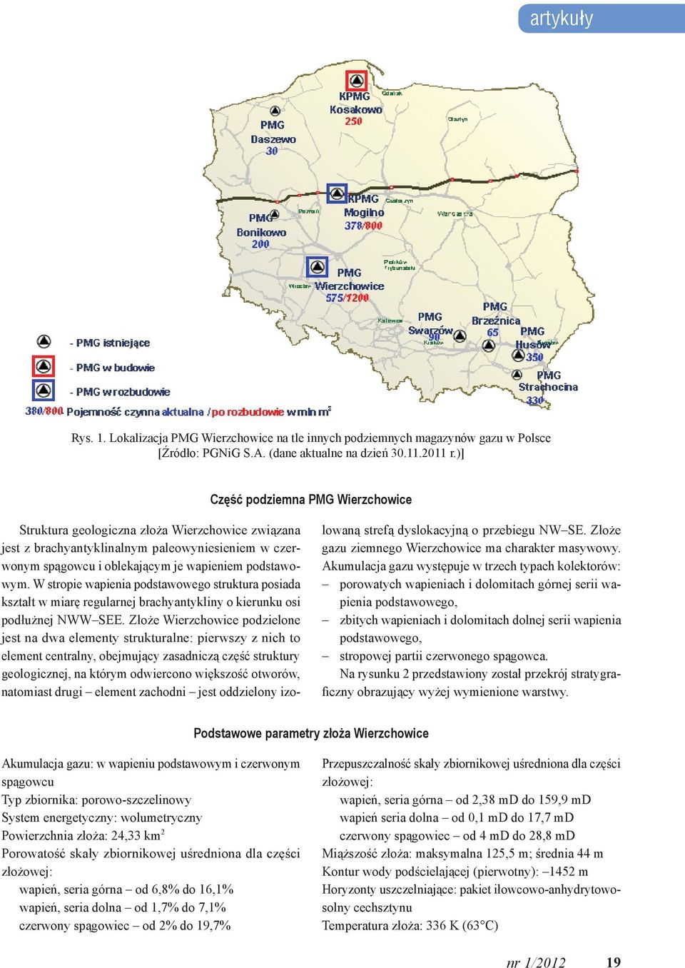 W stropie wapienia podstawowego struktura posiada kształt w miarę regularnej brachyantykliny o kierunku osi podłużnej NWW SEE.