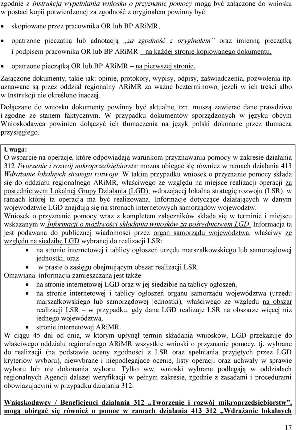 ARiMR na pierwszej stronie. Załączone dokumenty, takie jak: opinie, protokoły, wypisy, odpisy, zaświadczenia, pozwolenia itp.